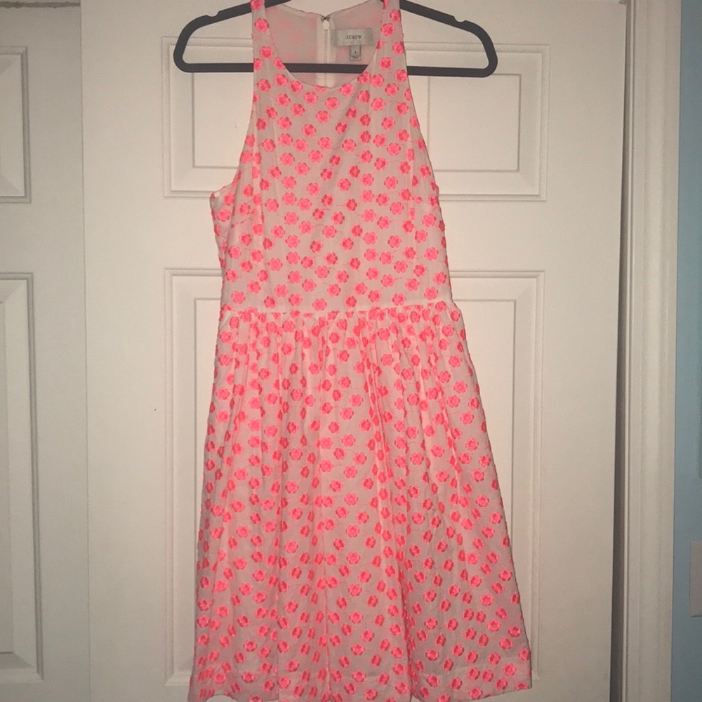 J. Crew Embroidered Pink and White Floral Dress
